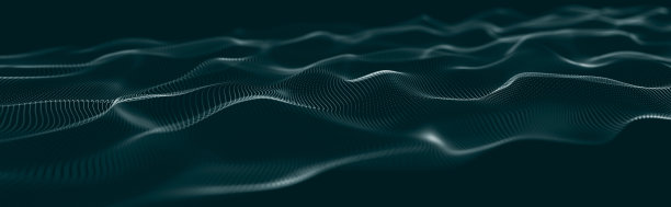 粒子的音乐波。声音结构连接。一波发光粒子的抽象背景。波三维图片下载
