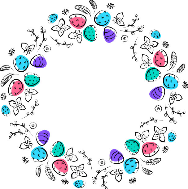 复活节花环的线性图片下载