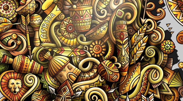 非洲手绘涂鸦横幅卡通详细图片下载