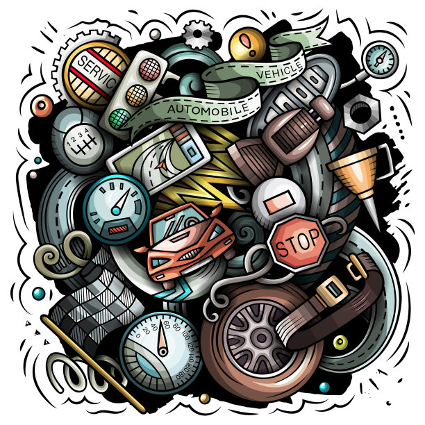 汽车服务卡通涂鸦图片下载