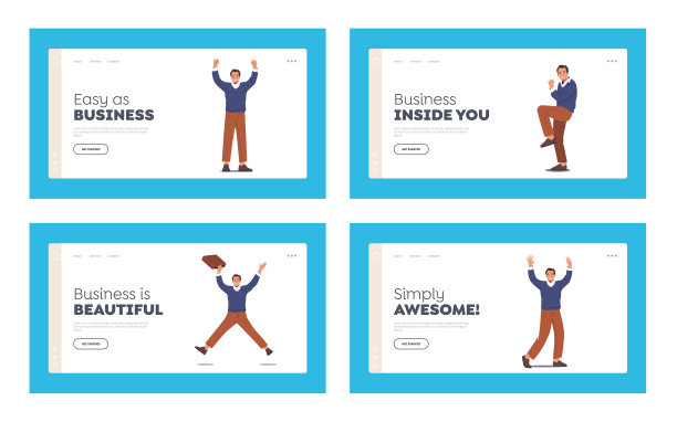 快乐的商人感受到积极情绪的落地图片下载