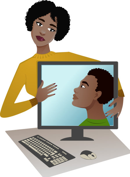 非洲裔美国妇女在互联网上聊天图片下载