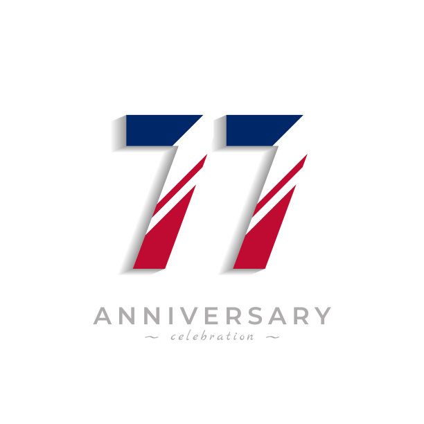 用白色斜线庆祝77周年图片下载