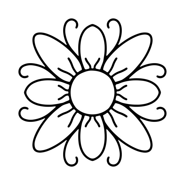 孤立的涂鸦花在白色背景图片下载