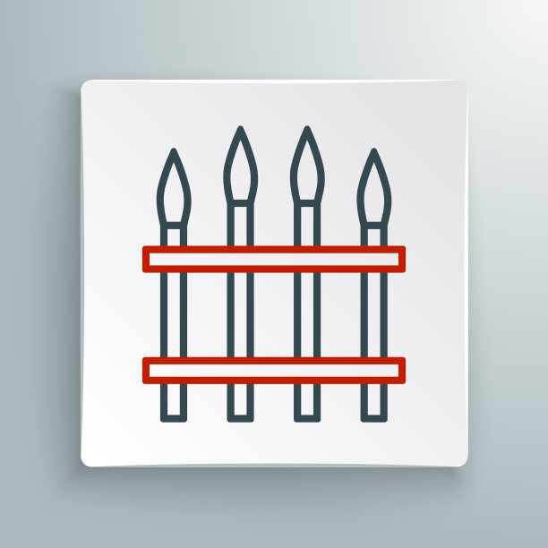 线条经典的铁栅栏与金属柱子图标图片下载