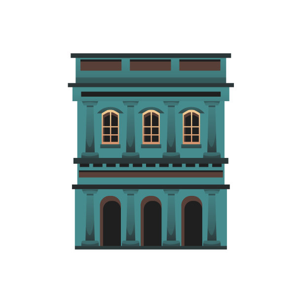 传统的古巴建筑外观的平面风格图片下载