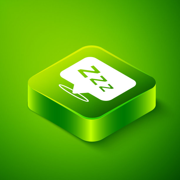 在绿色背景上孤立的等距静止图标图片下载