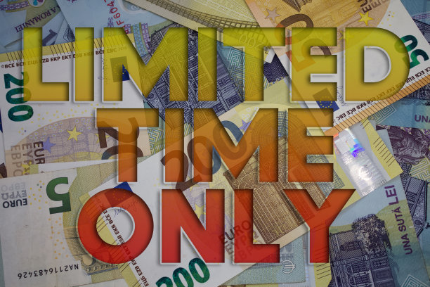 时间有限只有文字和金钱。纸币背景与不同的钞票。图片下载