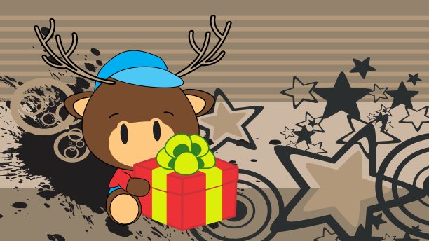 鹿宝宝赤壁卡通背景礼盒图片下载