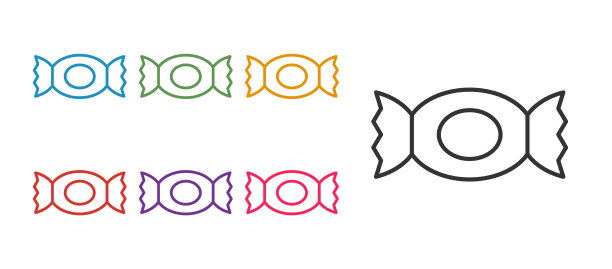 设置线糖果图标孤立在白色背景图片下载