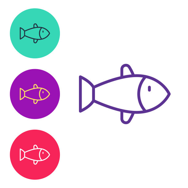 设置线鱼图标孤立在白色背景图片下载