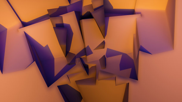 立体主义风格形状几何图案随机设计背景3D插图图片下载