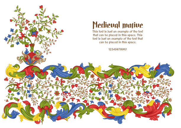 花卉复古中世纪光照派手稿图片下载