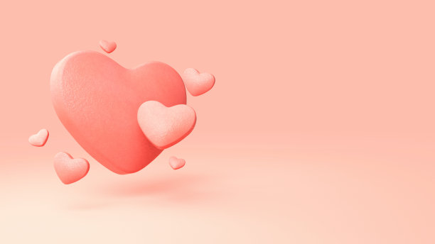 爱的概念，心形在粉红色的背景。图片下载