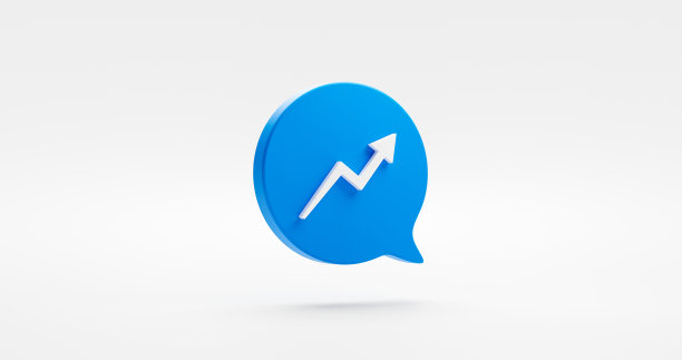 蓝色股票箭头3d图标泡沫信息孤立在白色背景与增长业务金融市场图符号或成功金融货币利润图和增加经济营销图。图片下载