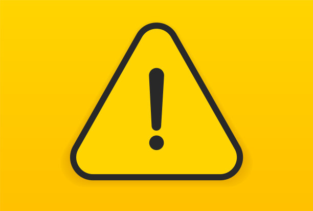 警告图标，感叹号，警告标志。孤立注意白色背景上的三角形符号。警告警告错误概念与黑色，黄色和红色的颜色。图片下载
