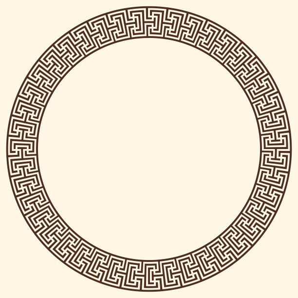 希腊钥匙图案，圆框。装饰古代漫步图片下载