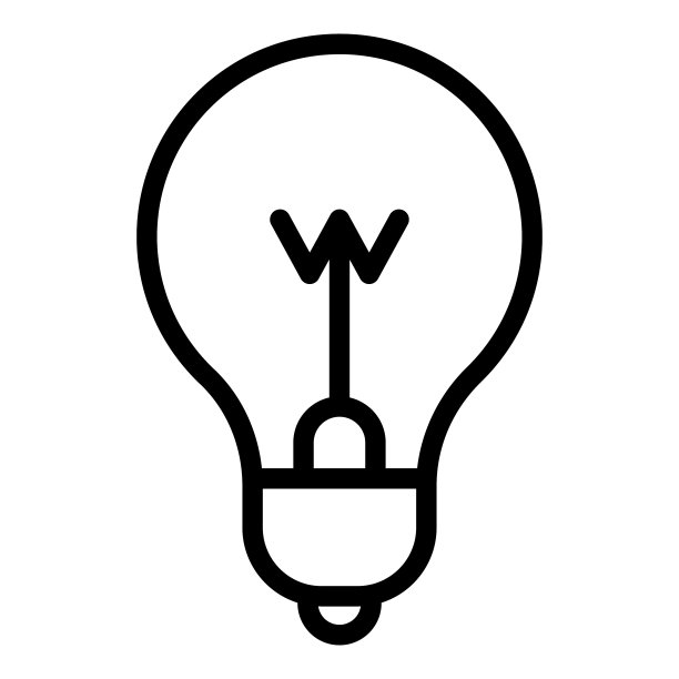 白色背景上的扁平风创意灯泡图标图片下载