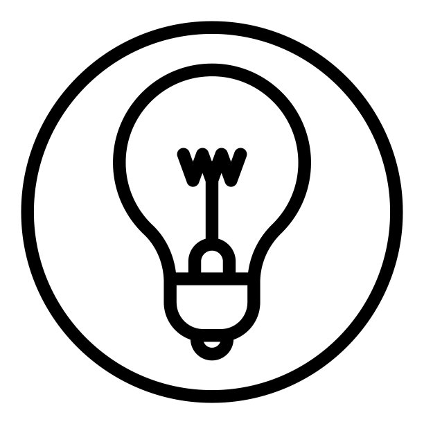白色背景上的扁平风创意灯泡图标图片下载