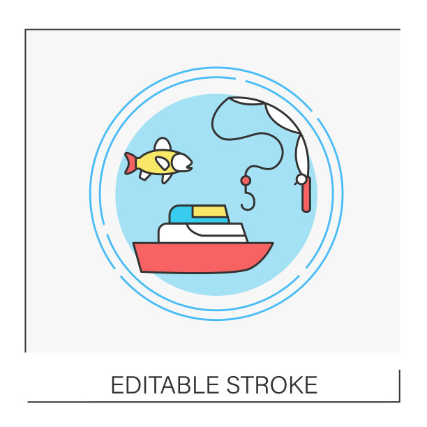 钓鱼爱好概念线图标图片下载