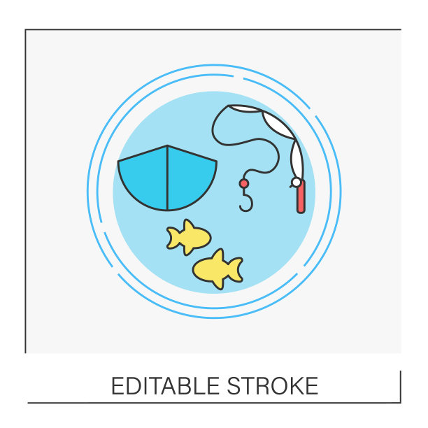 钓鱼概念线图标图片下载