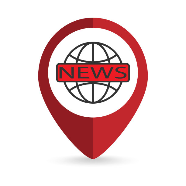 带新闻图标的地图指针。矢量插图。图片下载