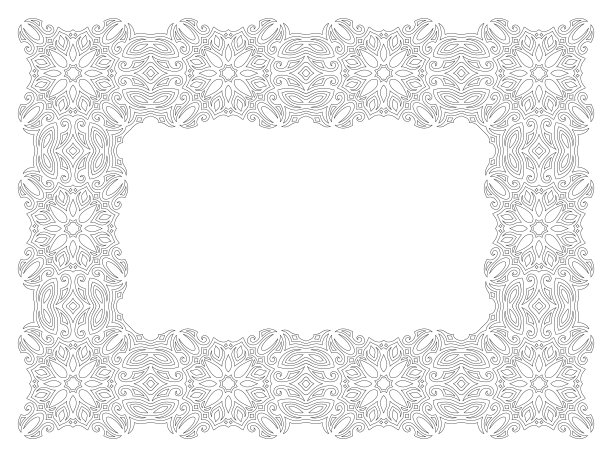 线条艺术着色书与复古部落图片下载