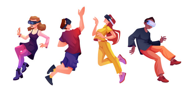 超时空概念的人戴着vr眼镜飞翔图片下载