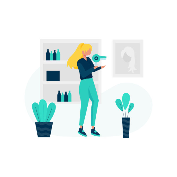 美容院为顾客提供美发及美容护理矢量插画图片下载