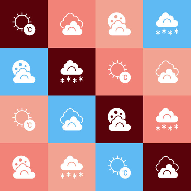 设置波普艺术太阳云与月亮和雪的图标图片下载