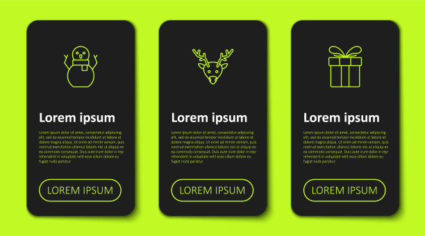 设置线圣诞雪人驯鹿和礼品盒图片下载