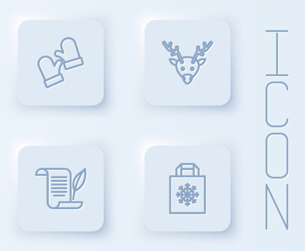 设置线圣诞手套驯鹿信封和图片下载