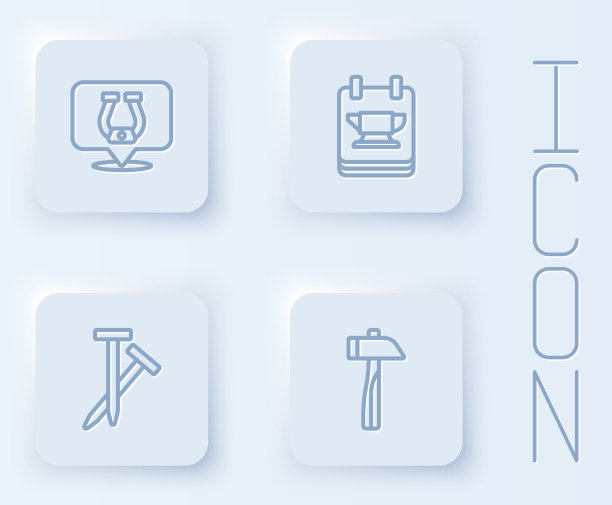 设线马蹄铁铁匠铁砧工具图片下载