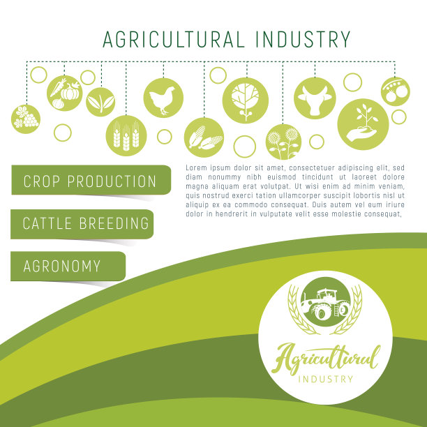带有农场图标的农业旗帜图片下载