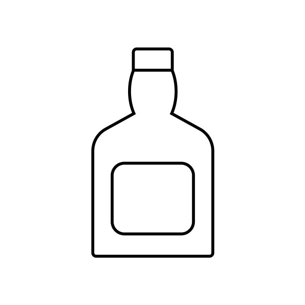 威士忌瓶轮廓图标线性风格标志为图片下载