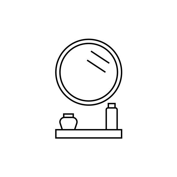 镜子轮廓图标线性风格的标志为移动图片下载