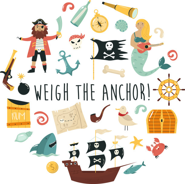 色彩斑斓的海盗人物组成图片下载