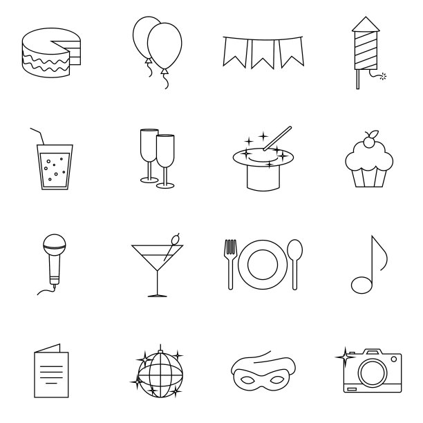 政党相关的线路图标包含的简单集合图片下载