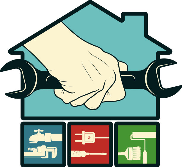 扳手在手中象征着不同类型的工作在图片下载