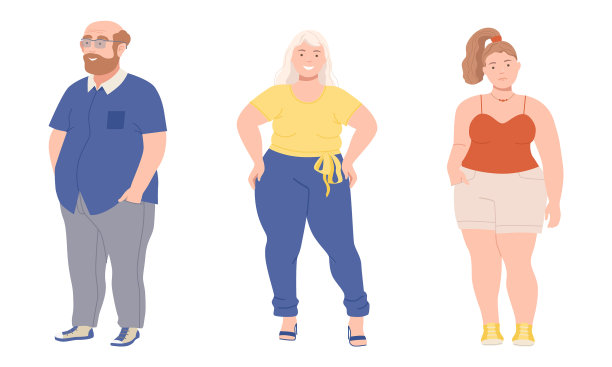 男人和女人的性格与肥胖的身体图片下载