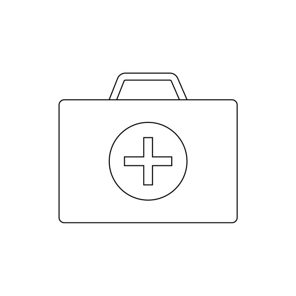 白色背景上的医疗箱线条图标图片下载