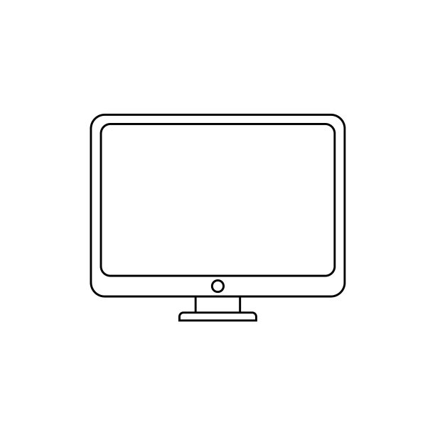 台式电脑显示器线条图标轮廓标志图片下载