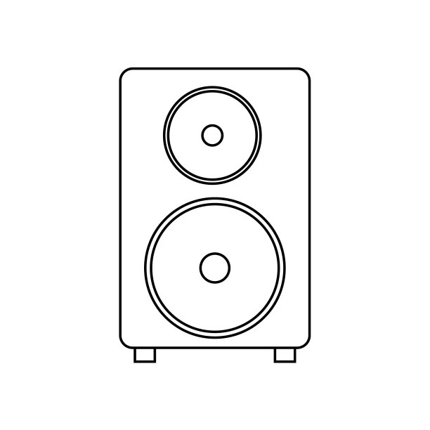 白色背景音频扬声器线条图标图片下载