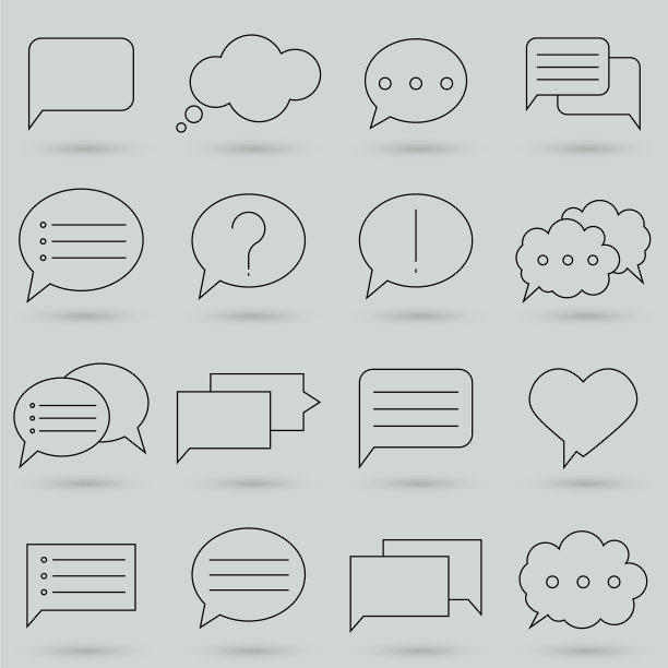 最小集合的聊天泡泡线图标细线图片下载