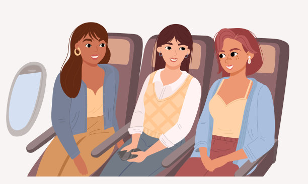 朋友们坐在飞机上聊天图片下载