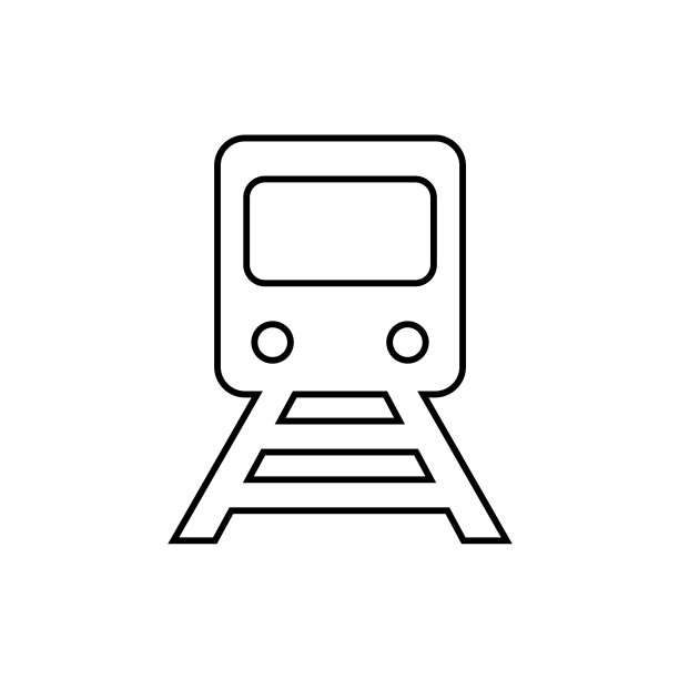 火车图标和铁路线图标孤立在一起图片下载