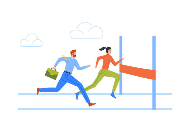 商业人物在球场上奔跑图片下载