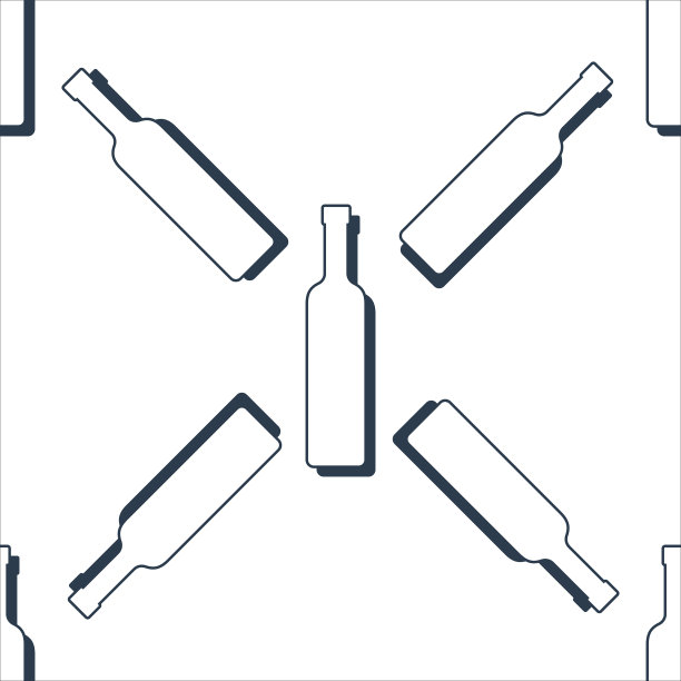 伏特加酒瓶无缝图案线条艺术风格图片下载