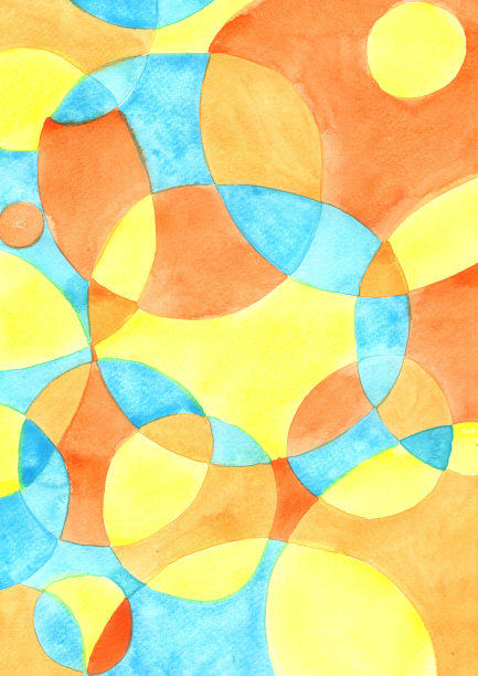 黄色，橙色和蓝色水彩抽象背景装饰夏季和热带党概念。图片下载