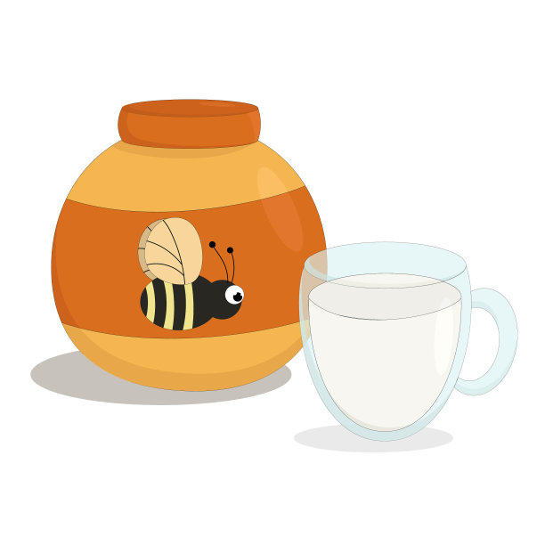 一罐香甜的蜂蜜配一杯冷牛奶图片下载